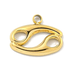 Рак Настоящее 18k позолоченное вакуумное покрытие pvd 304 подвески из нержавеющей стали, обереги двенадцати созвездий, рак, 8x10x1 мм, отверстие : 1.2 мм