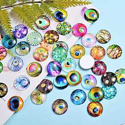 Gemischte Farbe 70 Stück Flatback-Glas-Cabochons für DIY-Projekte, Kuppel / Halbrund, Gemischte Farbe, 25x6 mm