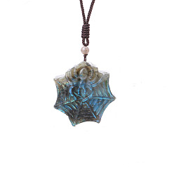 Spider Кулоны из натурального лабрадорита, паук, 31.50 дюйм (80 см)