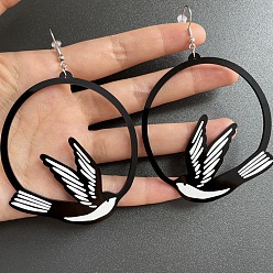 Птица Акриловые серьги болтаться, платина, птица, 77x67 мм