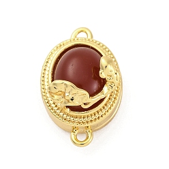 Настоящее золото 18K Магнитные застежки из латуни и красного агата, без кадмия, без никеля и без свинца, форма яйца, реальный 18 k позолоченный, 19.5x12x11.5 мм, отверстие : 1.5 мм