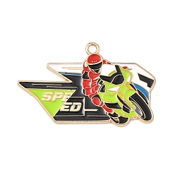Другие Подвески из спортивного сплава с эмалью, золотые, скоростной спорт, 23.5x36.5x1 мм, отверстие : 1.8 мм