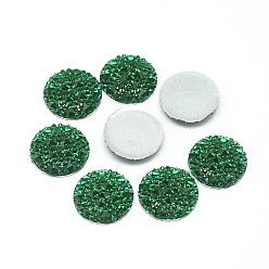Dark Green Resin Cabochons, Bottom Silver Plated, Half Round/Dome, Dark Green, 12x3mm