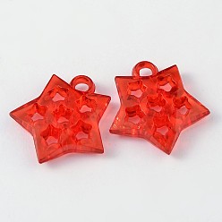 Mixed Color Transparent Acrylic Pendants, Star, Mixed Color, 30x27x6mm, Hole: 4mm, about 320pcs/500g