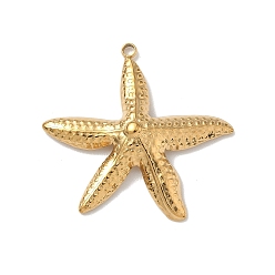 Золотой 304 подвески из нержавеющей стали, прелести морская звезда, золотые, 27x29x4 мм, отверстие : 1.6 мм