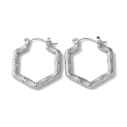 Нержавеющая Сталь Цвет Не тускнеют 304 серьги-кольца из нержавеющей стали, шестиугольник, цвет нержавеющей стали, 25x22.5x3 мм