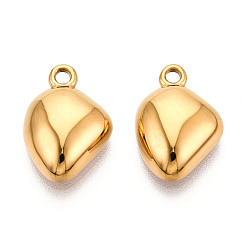 Настоящее золото 14K 304 прелести нержавеющей стали, шарма сердца, ионное покрытие (ip), реальный 14 k позолоченный, 15x10.5x4 мм, отверстие : 1.6 мм