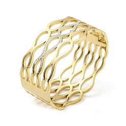 Золотой 304 женские браслеты на шарнирах из нержавеющей стали с кристаллами и стразами, золотые, 1-1/8 дюйм (3 см), внутренний диаметр: 2-1/2x2 дюйм (6.2x5 см)