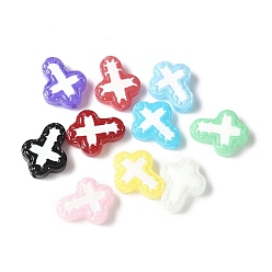 (52) Непрозрачная лаванда Бусины из стеклянной эмали, окрашенные методом запекания, бусины ручной работы, крестик, разноцветные, 14.5x11.5x4 мм, отверстие : 1 мм
