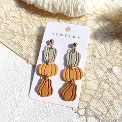 Тыква Акриловые серьги-гвоздики с распылением краски на Хэллоуин, платина, тыква, 70 мм