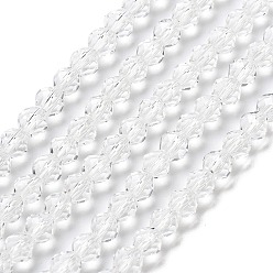 Прозрачный Прозрачные стеклянные бусины, граненые, двухконусные, прозрачные, 5.5~6x5 мм, отверстие : 1.2 мм, около 78~79 шт / нитка, 15.35~15.55'' (39~39.5 см)