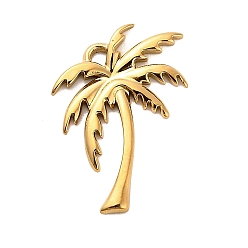 Настоящее золото 18K 304 подвески из нержавеющей стали, очарование кокосовой пальмы, реальный 18 k позолоченный, 20x16x1.5 мм, отверстие : 1.4 мм