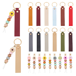 Mixed Color 28Pcs PU Leather Keychain & Silicone Pendant Decorations, Mixed Color, 95~100mm