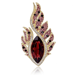 Коричневый Брошь из золотого сплава, булавка для лацкана со стразами, перо, кофе, 60x33 мм