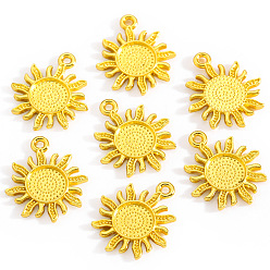 Золотой Сеттинги для кулона(кабошонов), сплав, солнце, золотые, лоток : 8 мм, 20.5x18x1.5 мм, отверстие : 2 мм