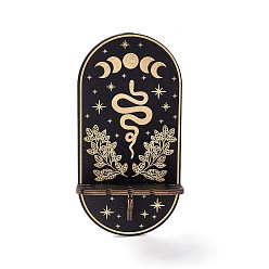 Oval Черная подвесная деревянная хрустальная полка, стеллаж для хранения маятников в деревенском стиле, ведьма, легко собрать, с железным подвесным крючком, овальный рисунок, 20.8x10.5x0.5 см
