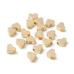 Real 18K Gold Plated Brass Beads, Long-Lasting Plated, Heart, Real 18K Gold Plated, 5.5x7x3mm, Hole: 1.6mm