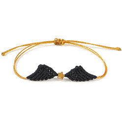 Wing Плетеные браслеты из вощеного шнура для женщин, с медной шарикой, крыло, внутренний диаметр: 11 дюйм (28 см)