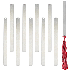 Нержавеющая Сталь Цвет Закладки из нержавеющей стали, пустые теги тиснения, прямоугольные, цвет нержавеющей стали, 130x10x0.7 мм, отверстие : 2 мм, 10 шт