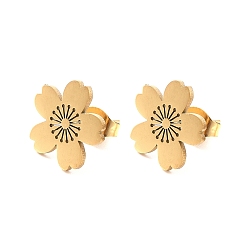 Золотой 304 из нержавеющей стали серьги, цветок, золотые, 12x12.5 мм