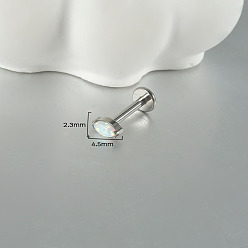 Прозрачный G23 серьги из титанового сплава для хряща, с имитацией опал, цвет нержавеющей стали, прозрачные, 6 мм