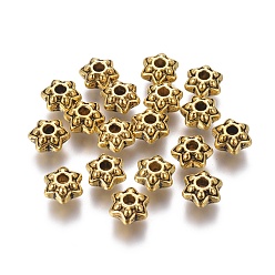 Античное Золото Тибетские серебрянные бусины прокладки, цветок, без свинца и без кадмия, античное золото , 9 мм, отверстие : 2 мм