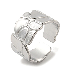 Stainless Steel Color Non-Tarnish 304 Stainless Steel Open Cuff Ring, Polygon, Stainless Steel Color, Inner Diameter: 17.8mm