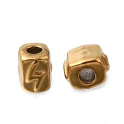 Настоящее золото 18K 304 из нержавеющей стали разделительные бусины, куб с молнией, ионное покрытие (ip), реальный 18 k позолоченный, 4x4.5x3.5 мм, отверстие : 1.4 мм