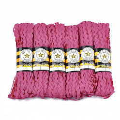 Средний Фиолетово-красный Ленты из полипропиленового волокна, форма волны, средне фиолетовый красный, 7~8 мм, 15 двор / пачка, 6 расслоения / мешок