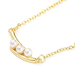Coffee Golden Pea Shaped Plastic Imitation Pearl Pendant Necklace with Brass Cable Chains, Coffee Golden, 16.69~17.01 inch(42.4~43.2cm)