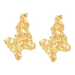 Настоящее золото 18K 304 серьги-гвоздики из нержавеющей стали для женщин, текстурированная бабочка, реальный 18 k позолоченный, 37.5x26.5 мм