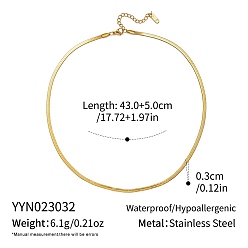 Настоящее золото 18K 3мм 304 плоские ожерелья-змейки из нержавеющей стали, реальный 18 k позолоченный, 16.93 дюйм (43 см)