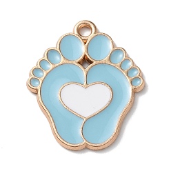Небесно-голубой Подвески из эмали и сплава, золотой свет, очарование следа, голубой, 24.5x20.5x1.3 мм, отверстие : 1.8 мм