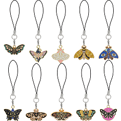 (52) Непрозрачная лаванда 10Мобильные ремни из сплава эмали, бабочка, разноцветные, 89~100 мм, 10 шт / комплект