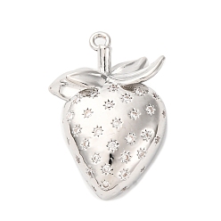 Прозрачный Латунные микро проложить кубического циркония подвески, клубника прелести, стойки покрытие, долговечный, без кадмия и без свинца, прозрачные, 25x17x6 мм, отверстие : 1.2 мм