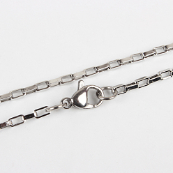 Нержавеющая Сталь Цвет Устойчивый к потускнению 304 изготовление ожерелий из прямоугольной цепочки из нержавеющей стали, с карабин-лобстерами , цвет нержавеющей стали, 17.7 дюйм (45 см)