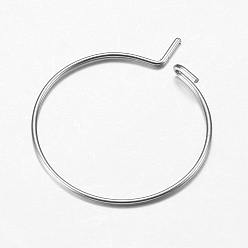 Stainless Steel Color 316 Surgical Stainless Steel Hoop Earrings Findings, Wine Glass Charms Findings, Stainless Steel Color, 23x20x0.7mm, 21 Gauge