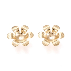 Золотой 304 из нержавеющей стали шарик крышки, 6-лепесток, цветок, золотые, 14.5x14.5x3.5 мм, отверстие : 1.5 мм