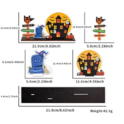 (52) Непрозрачная лаванда Украшения для Хэллоуина, Деревянные фигурки дома с привидениями для украшения домашнего рабочего стола, разноцветные, 219x114 мм