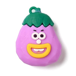 Eggplant Пластиковые подвески из пвх, фрукты, баклажан, 42x32x16 мм, отверстие : 2 мм