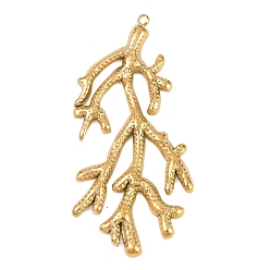 Золотой Полые 304 из нержавеющей стали кулоны, имитация кораллового подвески, золотые, 47x23x2 мм, отверстие : 1.5 мм