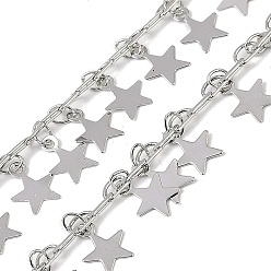 Платина Латунные звездные цепи ручной работы, для ожерелья браслеты решений, долговечный, пайки, с катушкой, платина, 6x6x1 мм, около 16.40 футов (5 м) / рулон