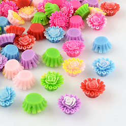 Mixed Color Resin Beads, Flower, Mixed Color, 14x14x7mm, Hole: 1mm