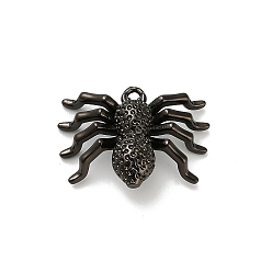 Spider Хэллоуин латунные подвески, стойки покрытие, долговечный, без свинца и без кадмия, металлический черный , паук, 16.5x23.5x8 мм, отверстие : 1.6 мм