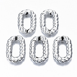 Platinum CCB Plastic Linkings Rings, Quick Link Connectors, For Jewelry Cable Chains Making, Twist Oval, Platinum, 36.5x24x7mm, Inner Diameter: 22x9mm