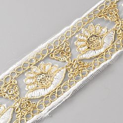 Белый Полиэфирная лента, жаккардовая лента, тирольская лента, плоский, красочный, белые, 2 дюйм (52 мм)