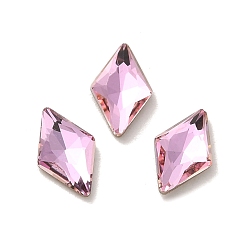 Light Rose Glass Rhinestone Cabochons, Point Back & Back Plated, Faceted, Rhombus, Light Rose, 8x5x2mm