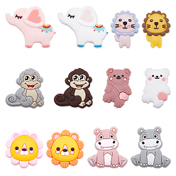 (52) Непрозрачная лаванда 12 шт. 12 стиль, экологически чистые силиконовые фокальные бусины пищевого качества, cmешанных животных, разноцветные, 29~33x21~39x7.5~10.4 мм, отверстие : 2~2.5 мм, 1 шт / стиль