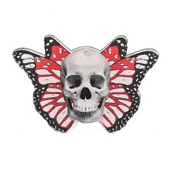 Skull Печатные акриловые подвески, форма темы хэллоуина, череп, 18.5x42x2.5 мм, отверстие : 1.6 мм