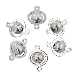 Real Platinum Plated SHEGRACE Brass Round Links, Connector Charms, Cadmium Free & Nickel Free & Lead Free, Real Platinum Plated, 13.5x10x6mm, Hole: 1.2mm